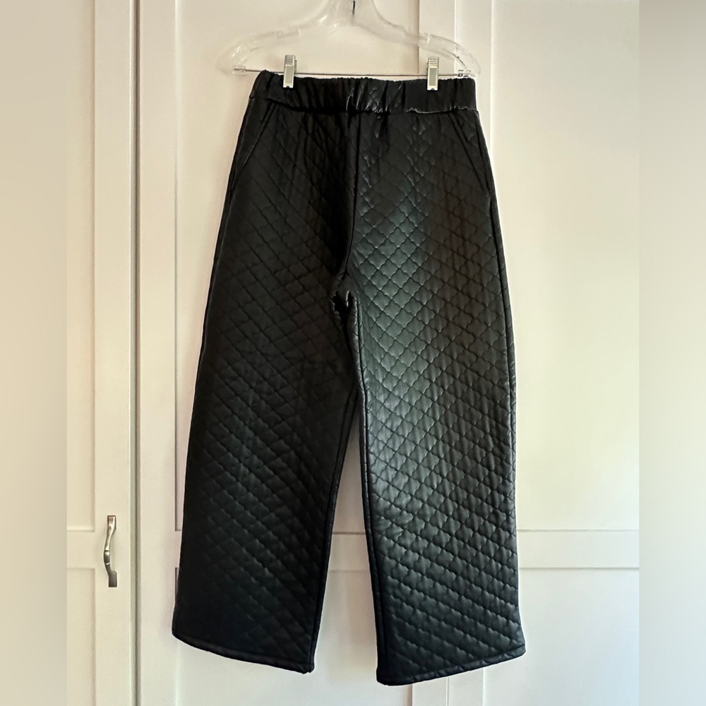 Quilted cropped wide leg pants